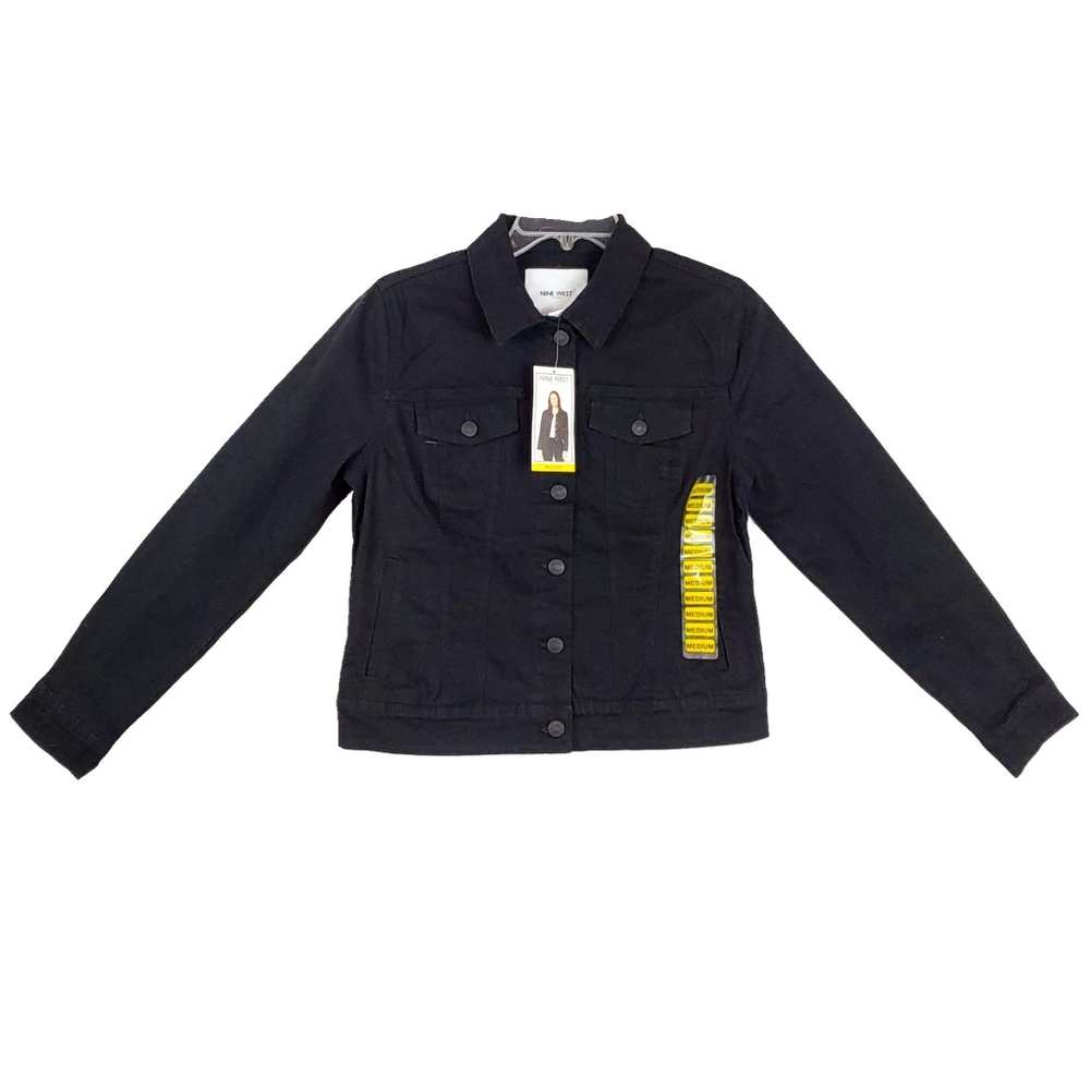 NWT Nine West Black Womens Long Slv Jean Jackets - Picture 3 of 7